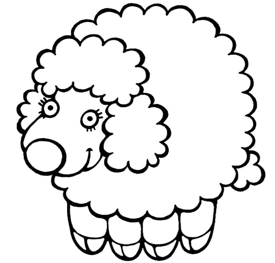 Раскраски овечки, бараны, ягнята  Веселая овечка