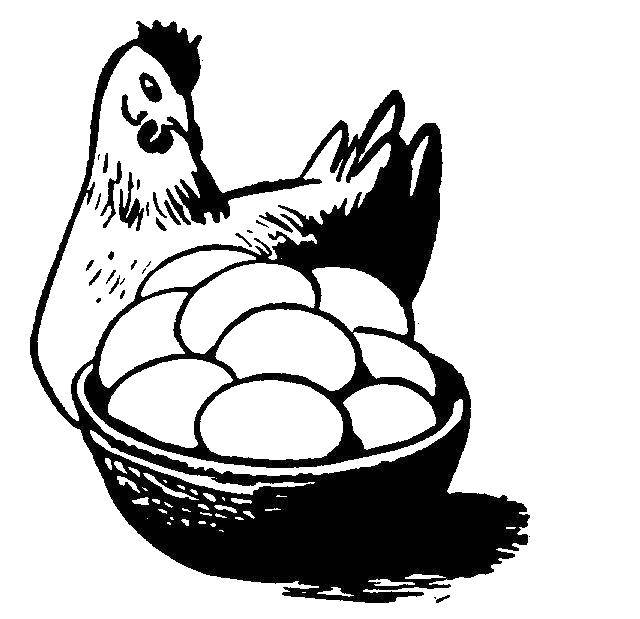   Курица с корзиной яйцами