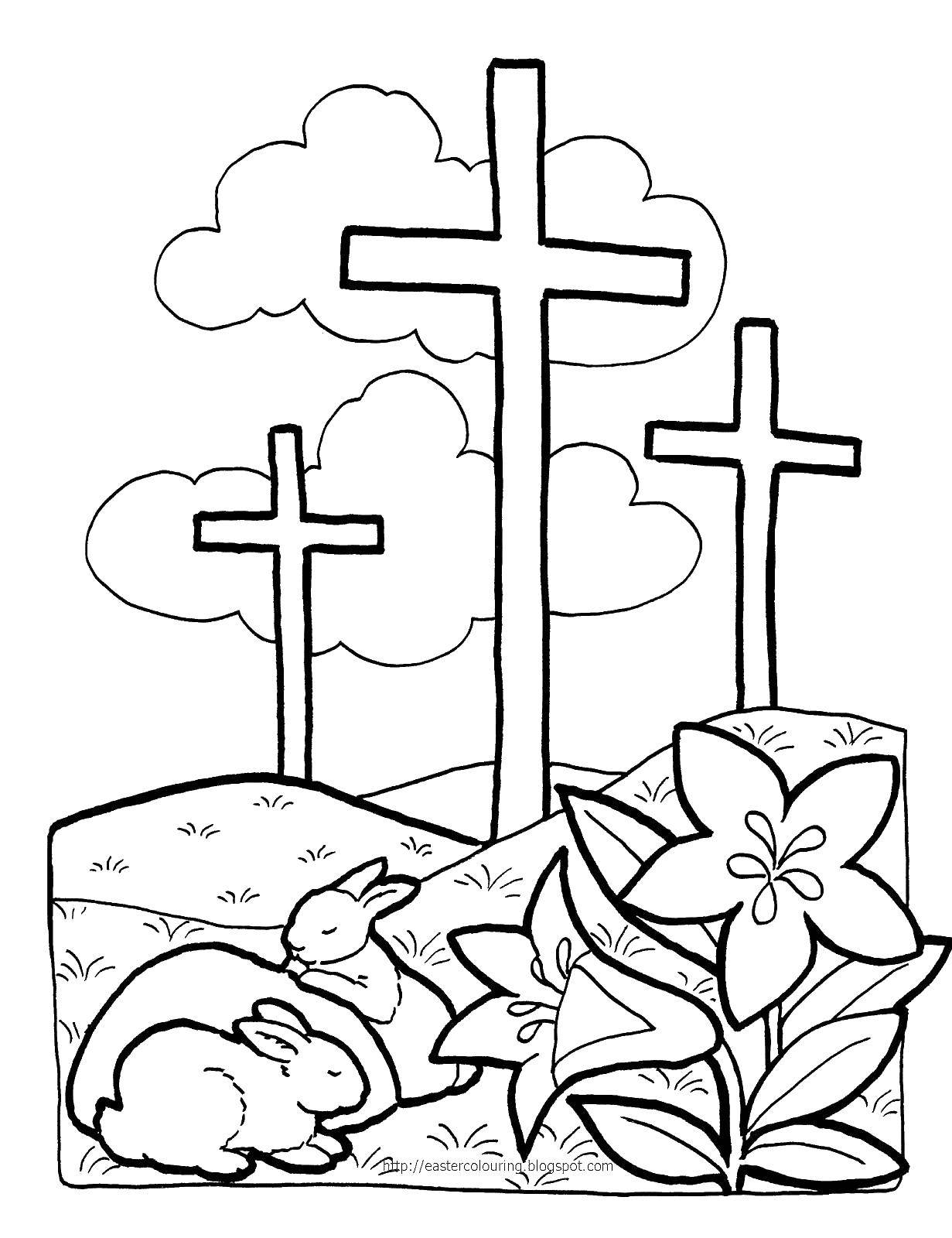 Раскраски зайчата и зайцы  Зайчатки у крестов
