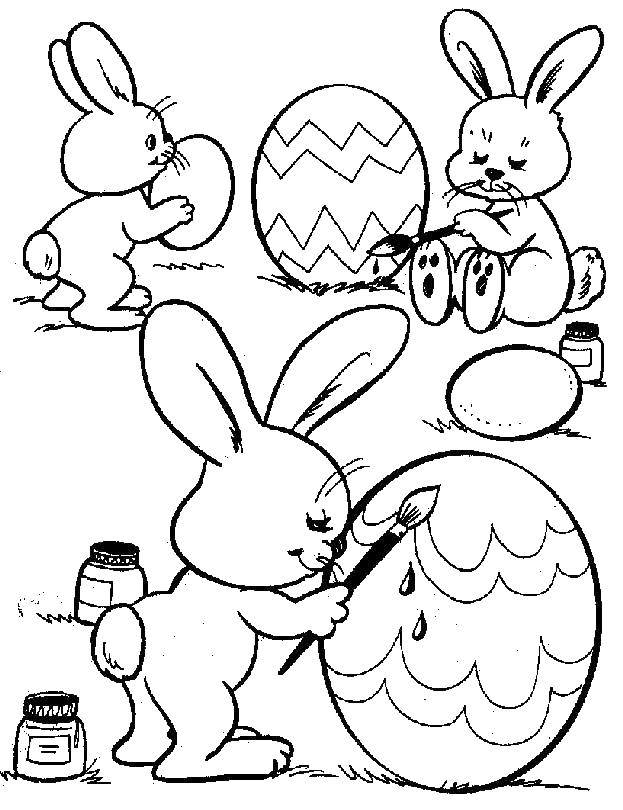 Раскраски зайчата и зайцы  Зайчики раскрашивают яйца