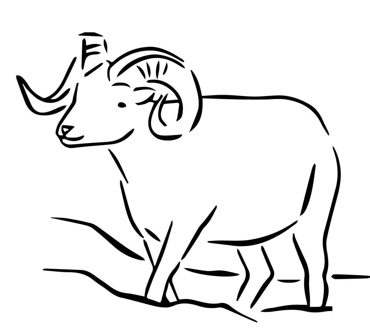   Рисунок козла с рогами