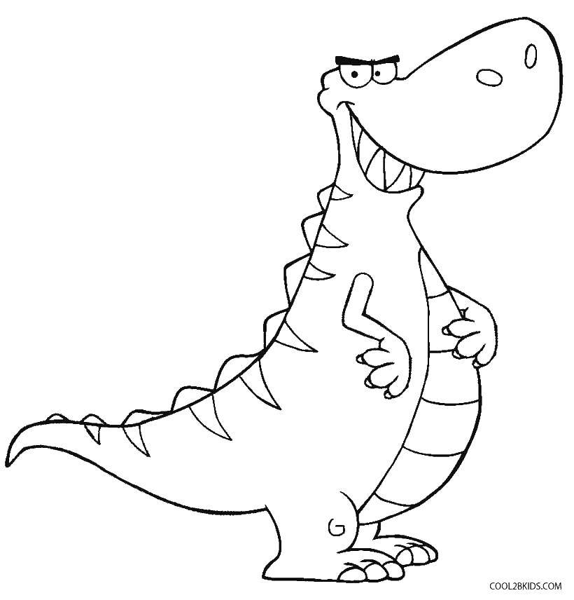 Раскраски крокодил  Крокодильчик улыбается