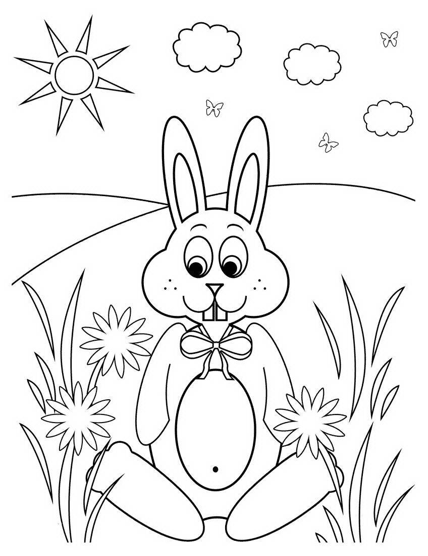 Раскраски зайчата и зайцы  Рисунок зайчика