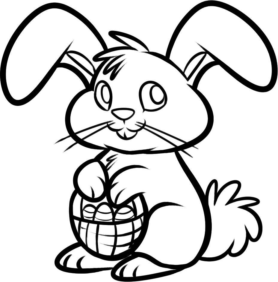   Рисунок пасхального кролика с яйцами