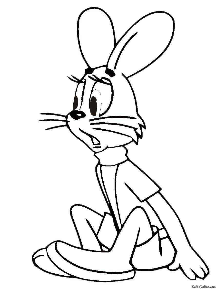 Раскраски зайцы  Рисунок зайца с мультфильма ну погоди