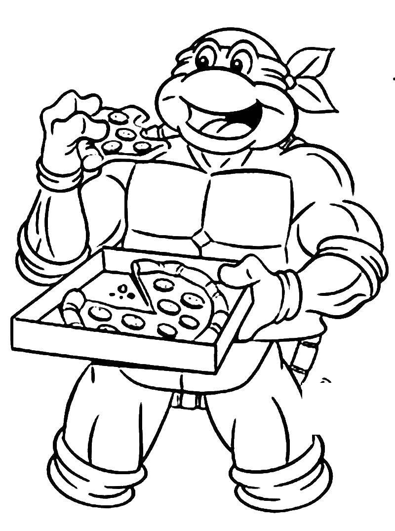   Черепаха кушает пиццу