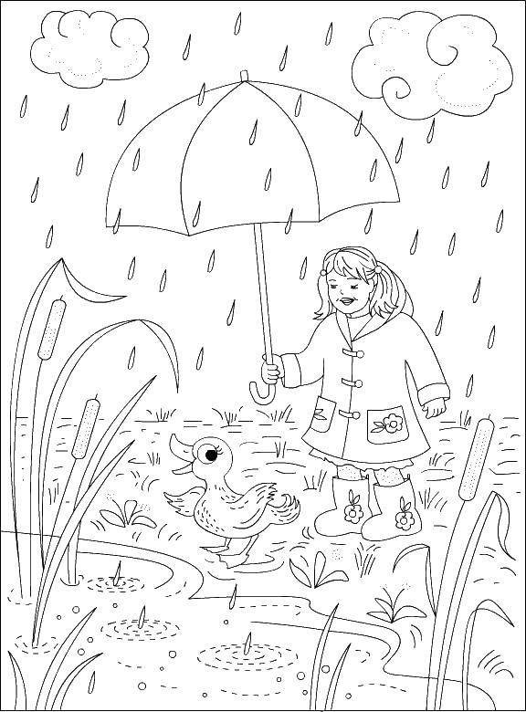   Девочка с зонтом и утка