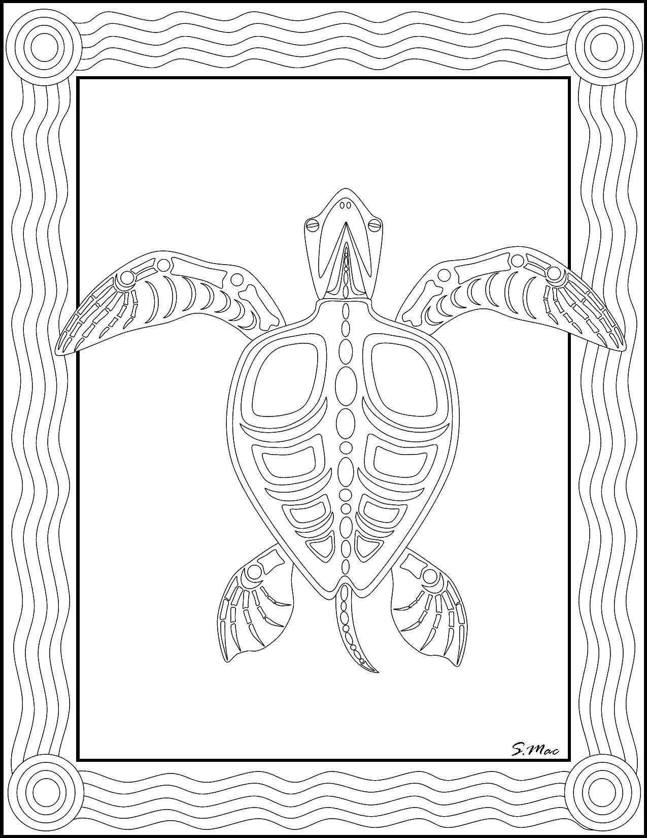   Морская черепаха в узорах