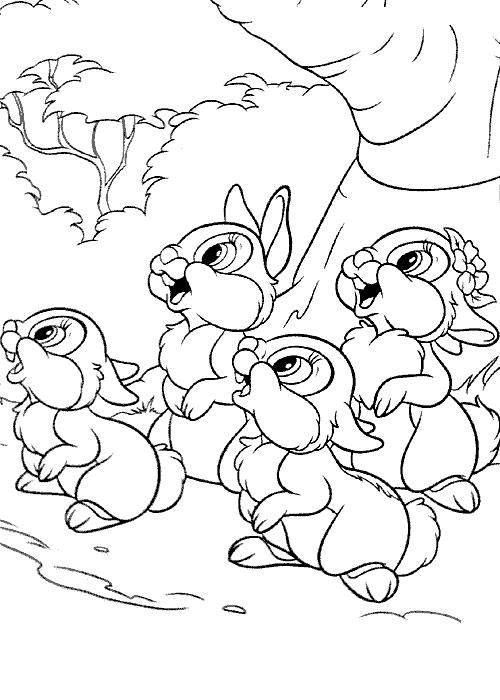 Раскраски зайчата и зайцы  Рисунок зайчиков в лесу