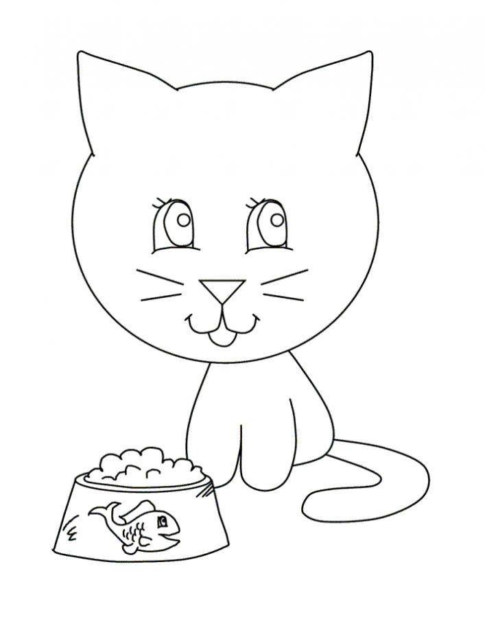   Рисунок кушающего котика