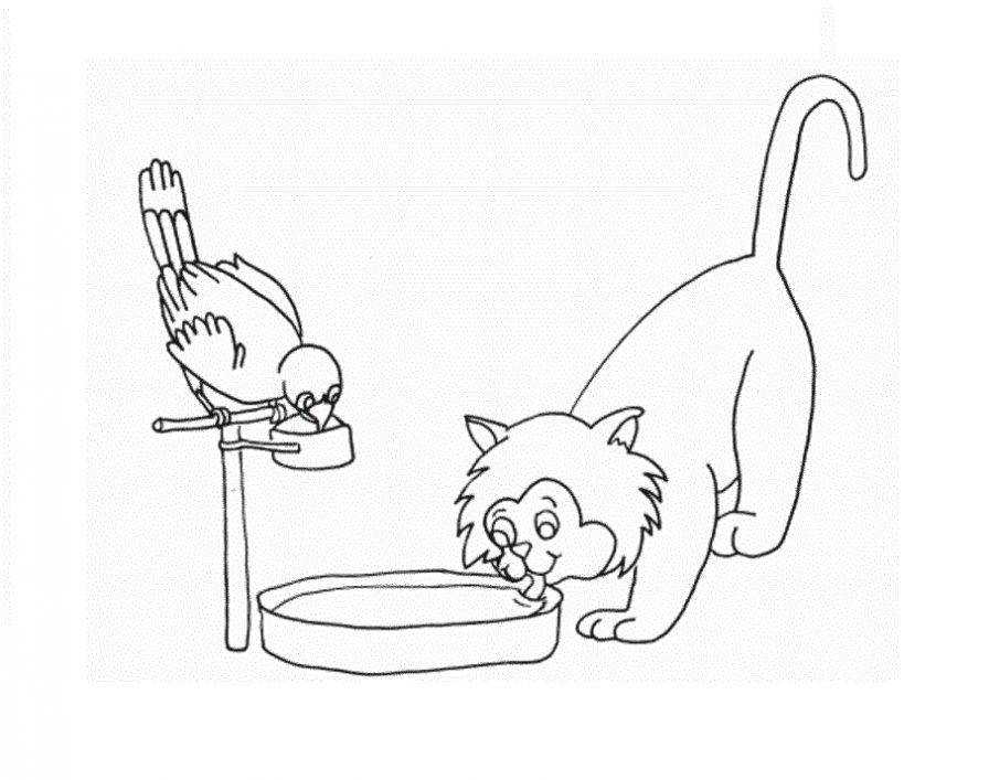   Рисунок пьющего кота