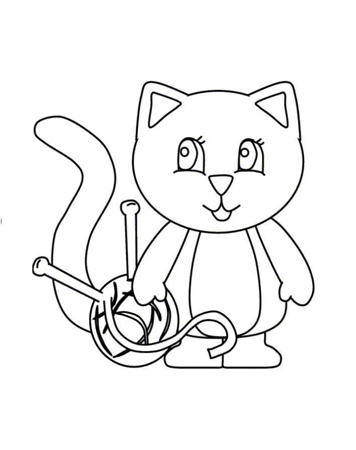   Рисунок котенка с пряжей