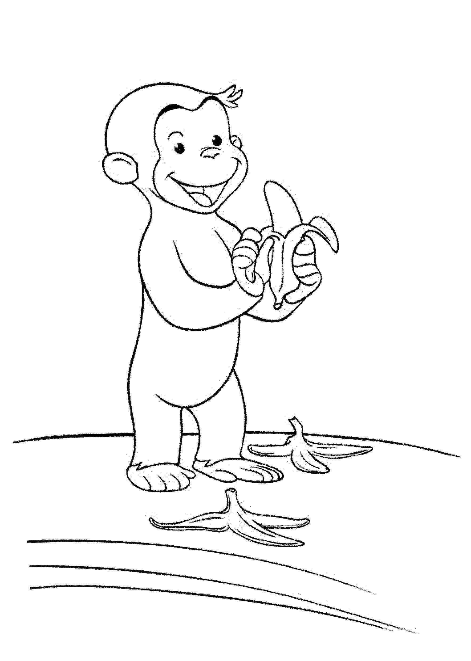   Обезьянка чистит бананы