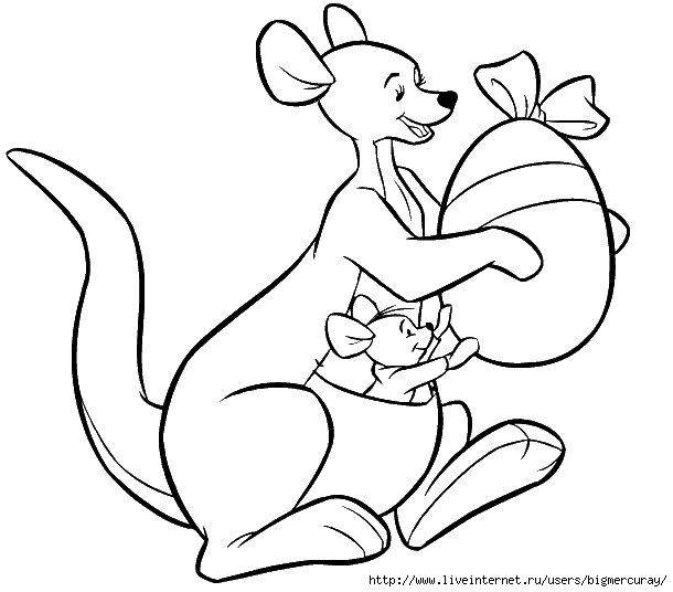 Раскраски кенгуру и кенгурята  Рисунок кенгурe из   мультфильма винни пух