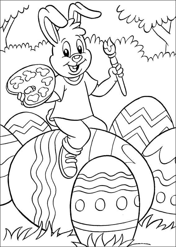  Рисунок пасхального кролика с яйцами