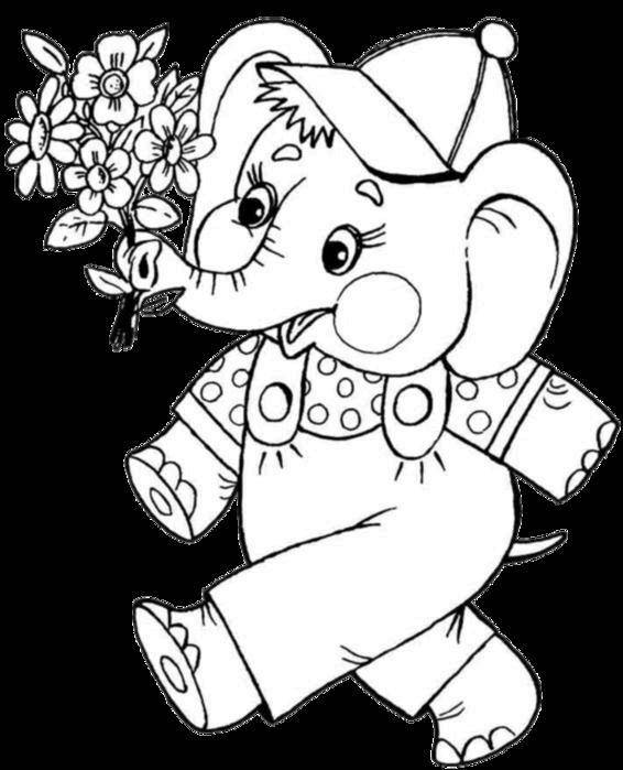   Рисунок слоненок с цветком