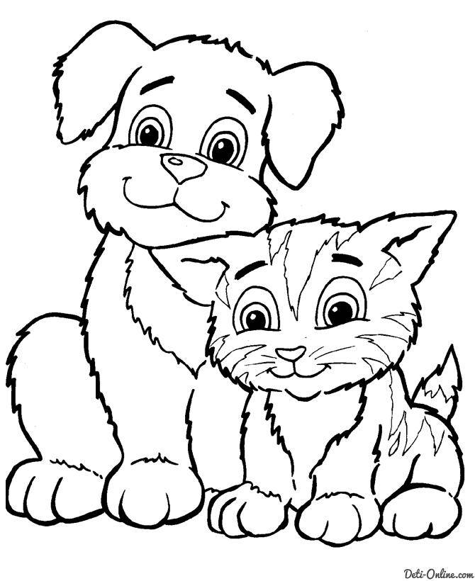   Рисунок котенок и собака