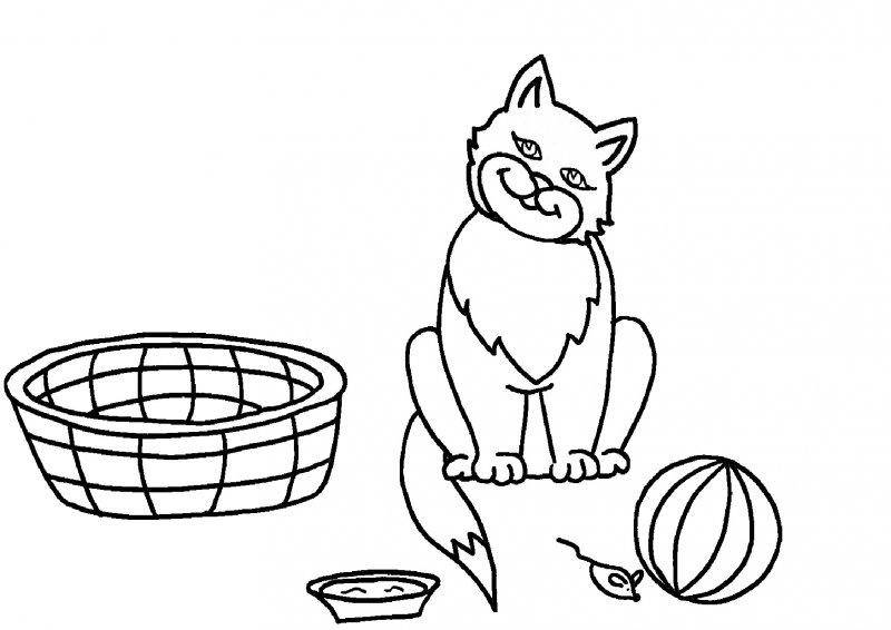   Рисунок кот играет с мышкой