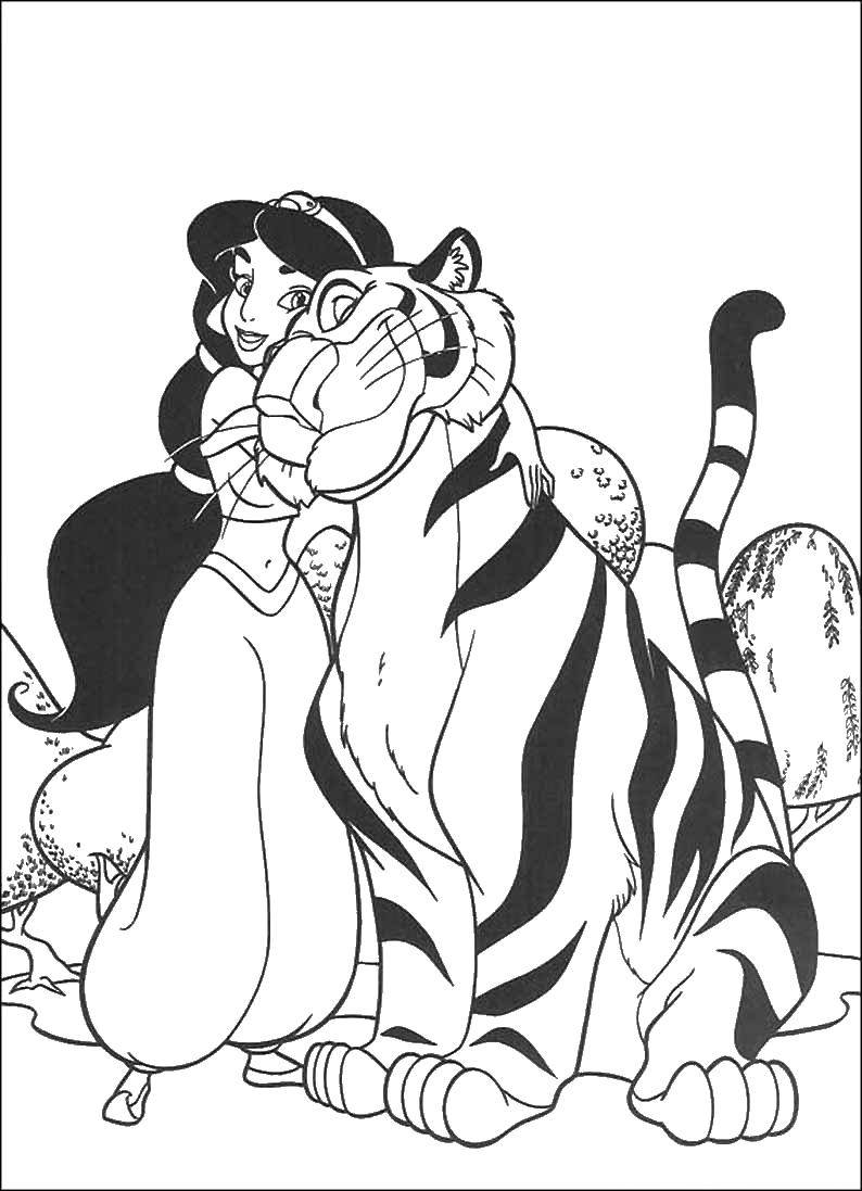   Принцесса жасмин обнимает тигра