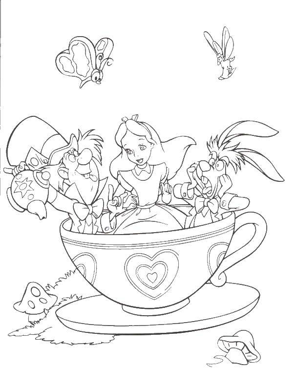   Алиса пьет чай с шляпником и кроликом
