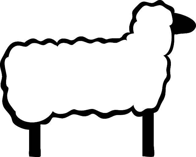 Раскраски овечки, бараны, ягнята  Контур овечки