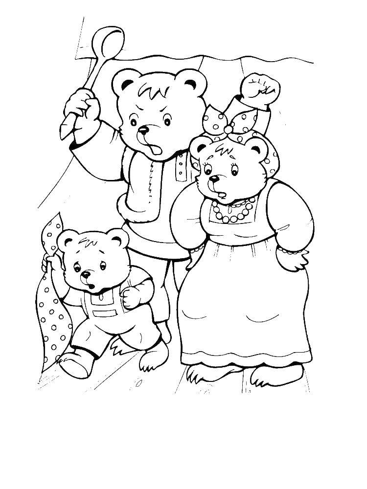 Раскраски медведь, медведица, медвежонок  Медведи в ярости