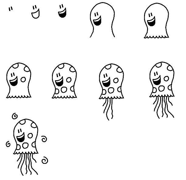  Учимся рисовать медузу