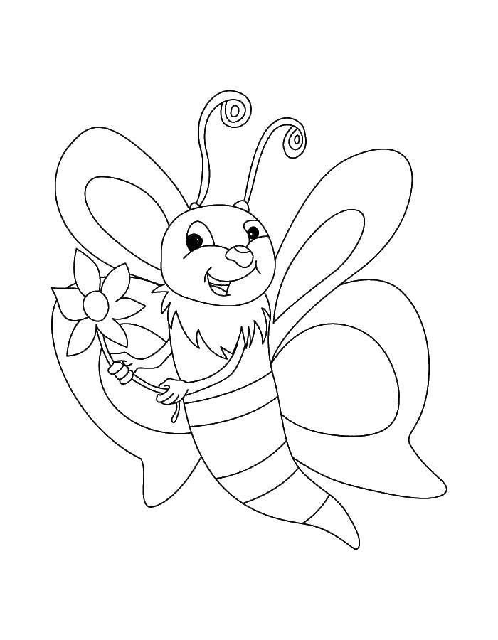   Пчела с цветком