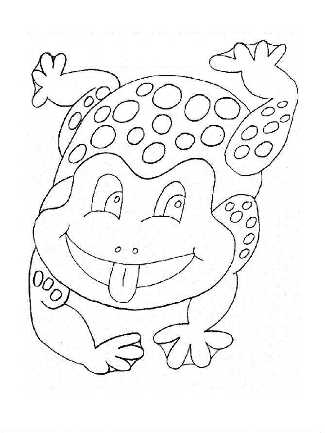 Раскраски лягушки, жабы  Весёлая лягушка