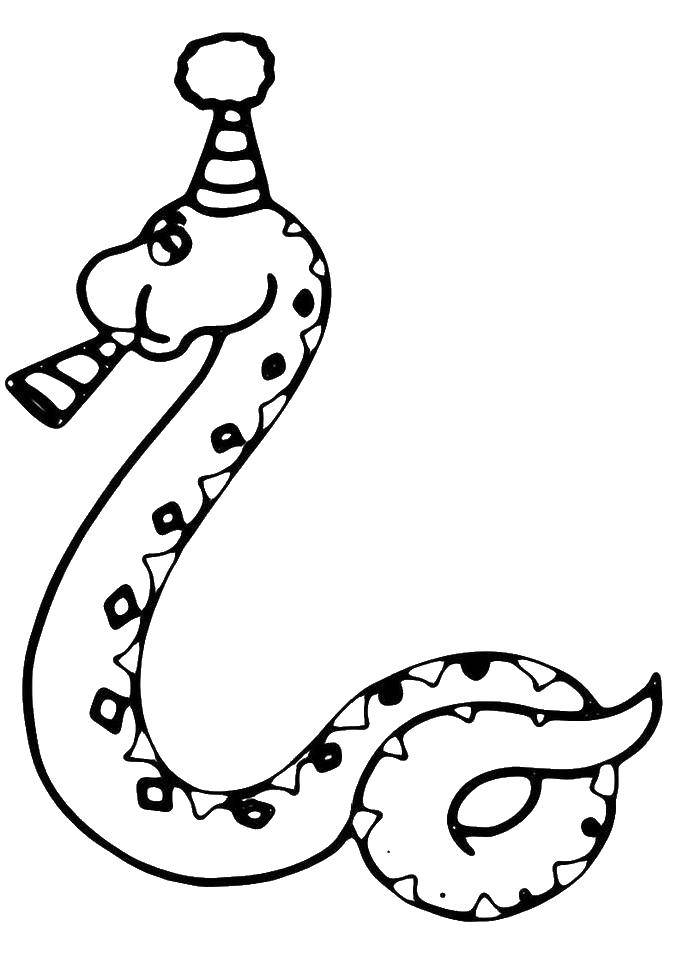 Змея новогодняя раскраска для детей распечатать Snake #14383 (Animals) Free Printable Coloring Pages