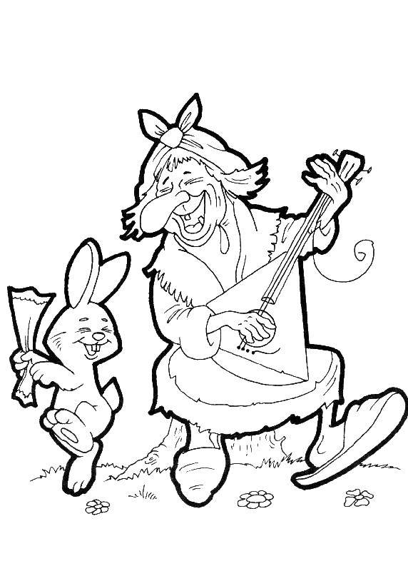 Раскраски зайчата и зайцы  Баба яга и зайчик