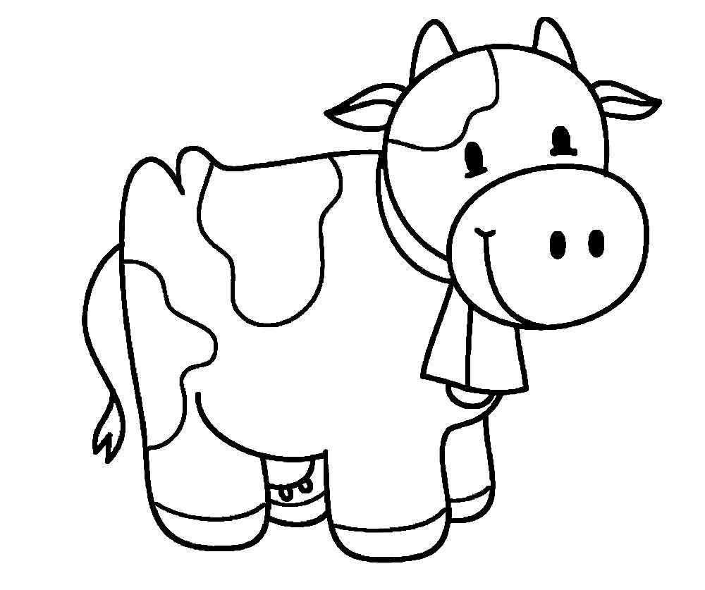 Раскраски домашняя корова  Корова с колокольчиком