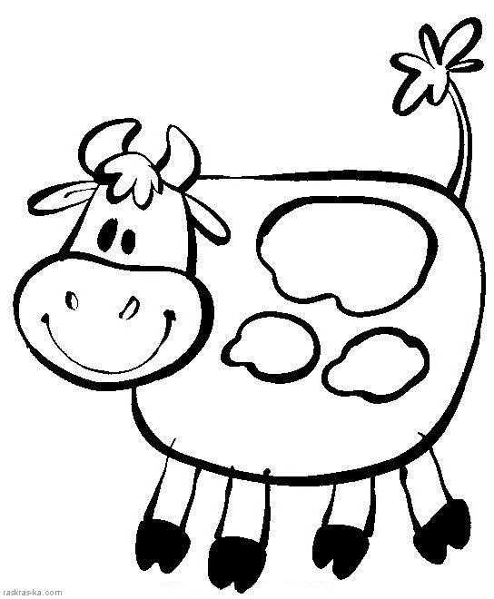 Раскраски домашняя корова  Нарисованная корова