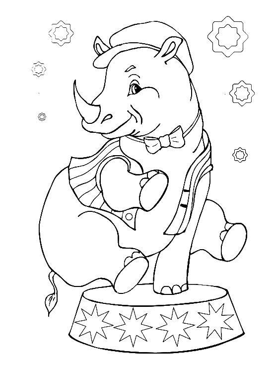 Раскраски носороги  Носорог трюкач
