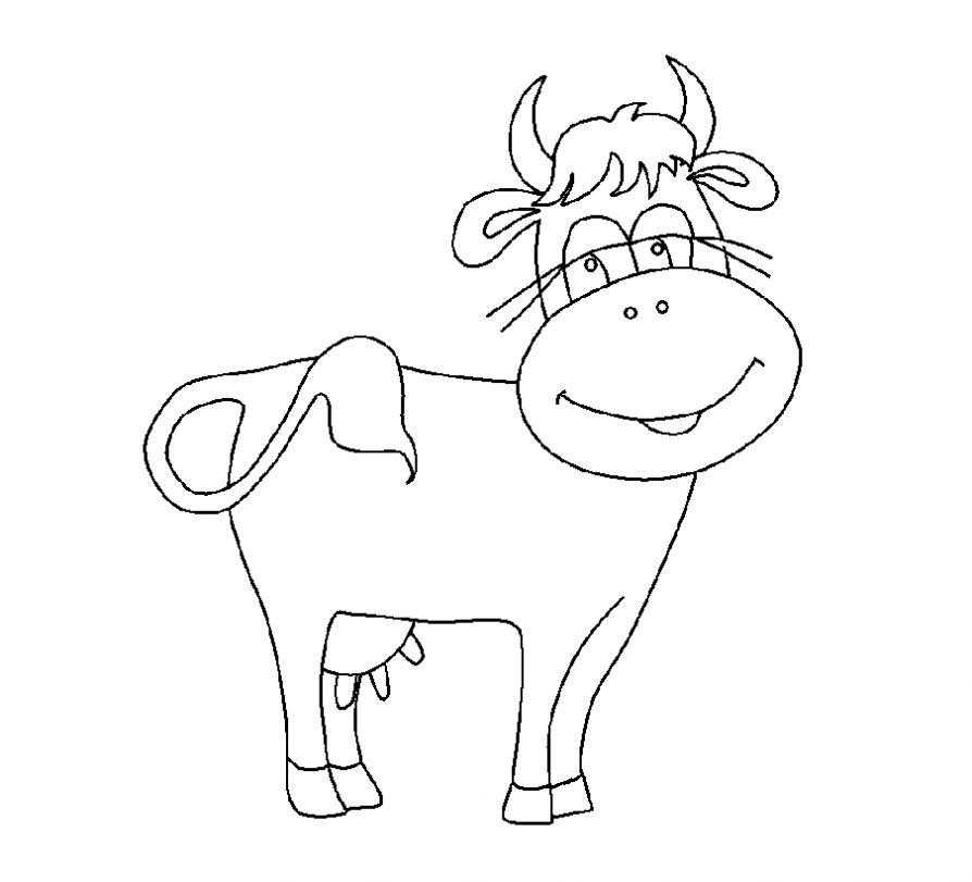 Раскраски домашняя корова  Рисунок корова