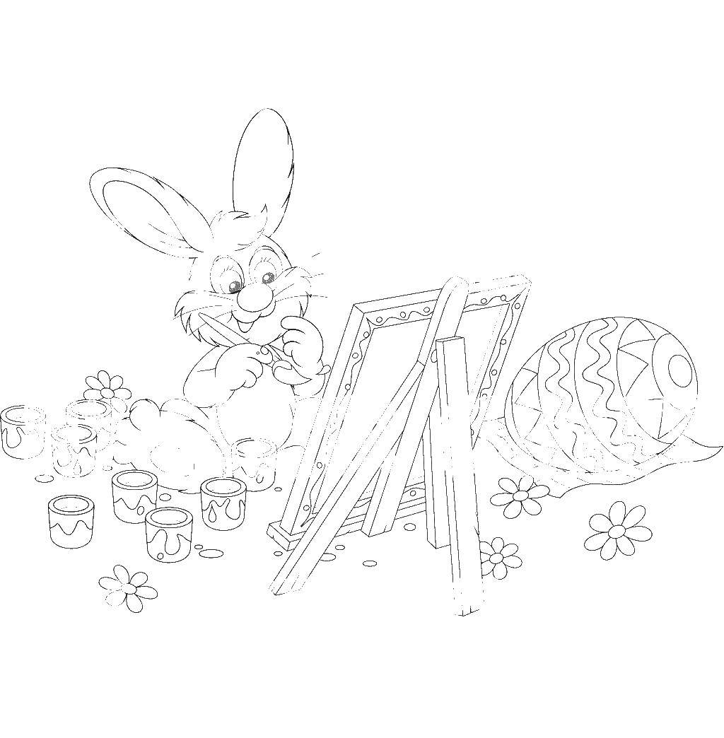   Пасхальный кролик рисует