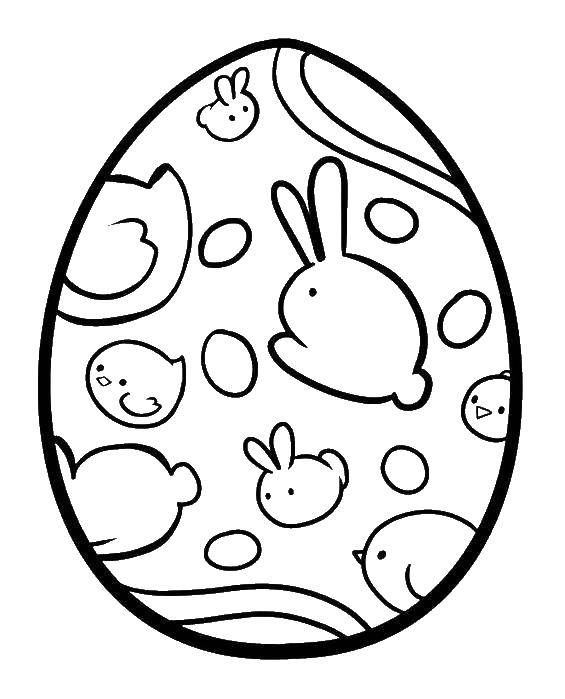 Раскраски зайцы  Пасхальное яйцо с рисунком зайца