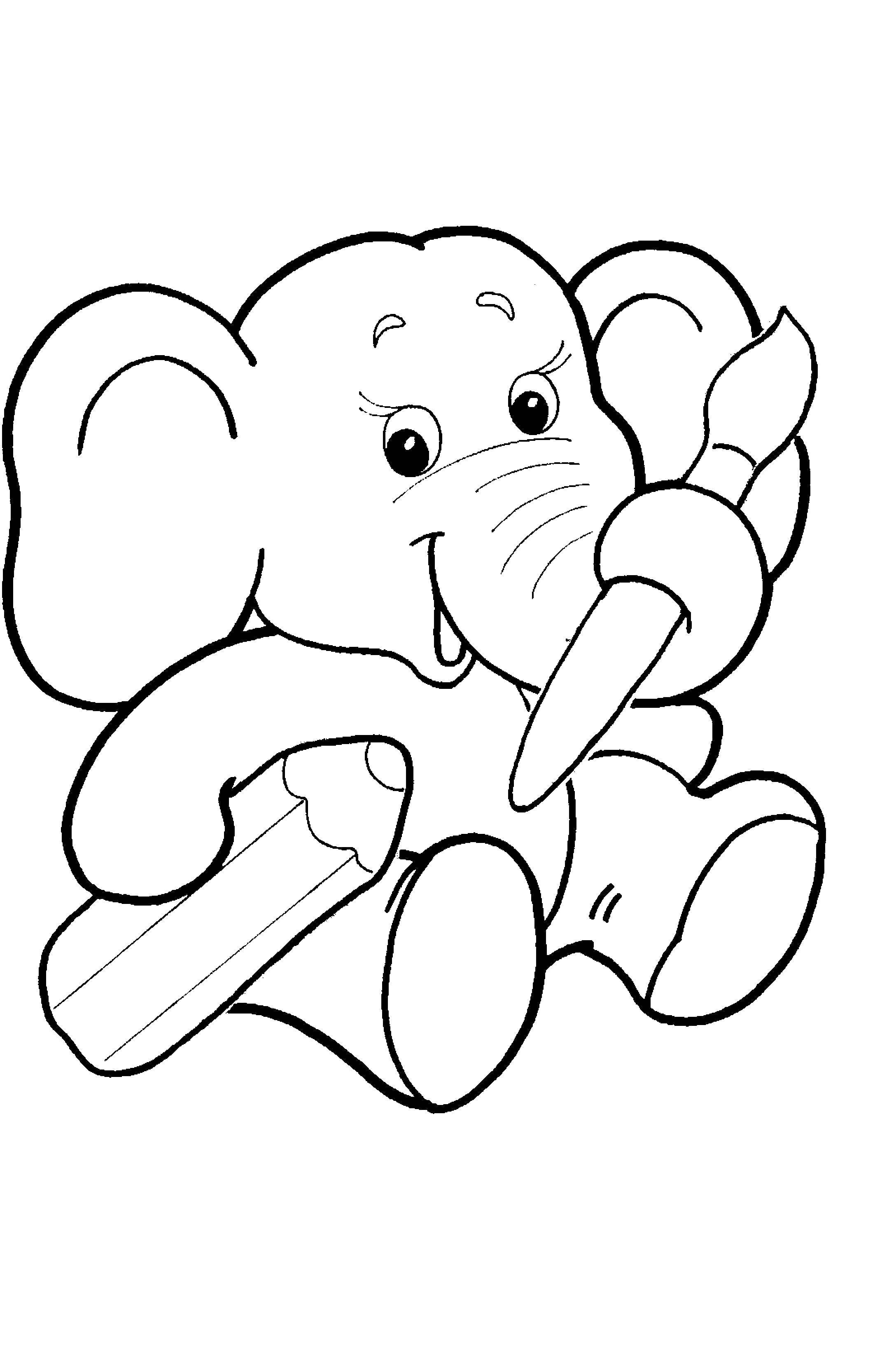   Слоненок рисует