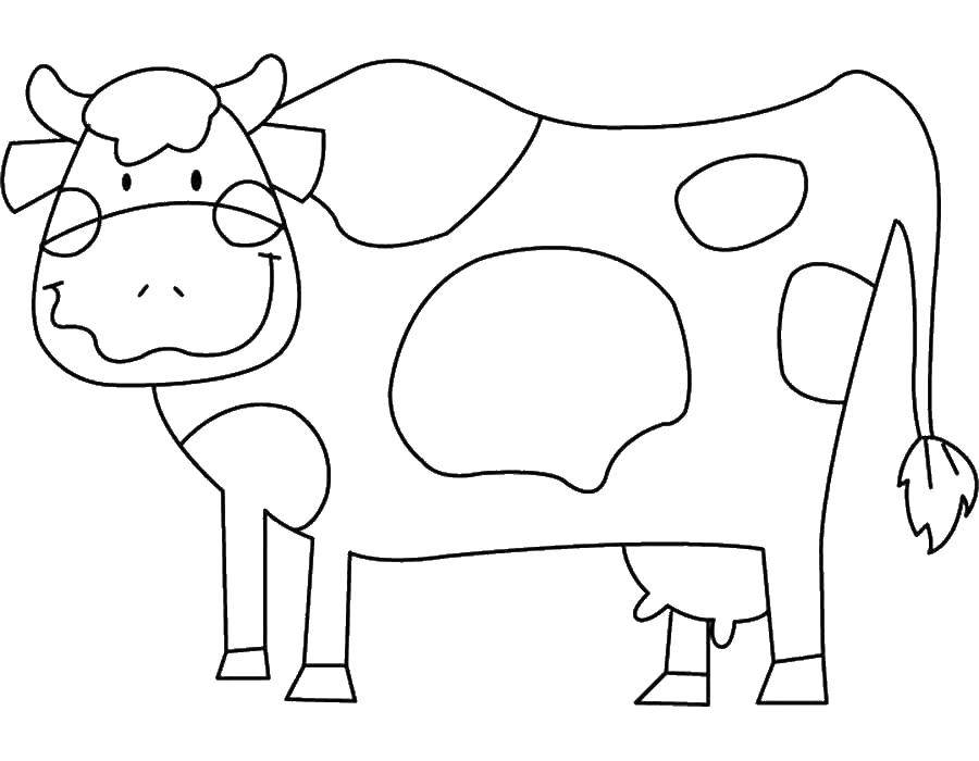 Раскраски домашняя корова  Веселая корова
