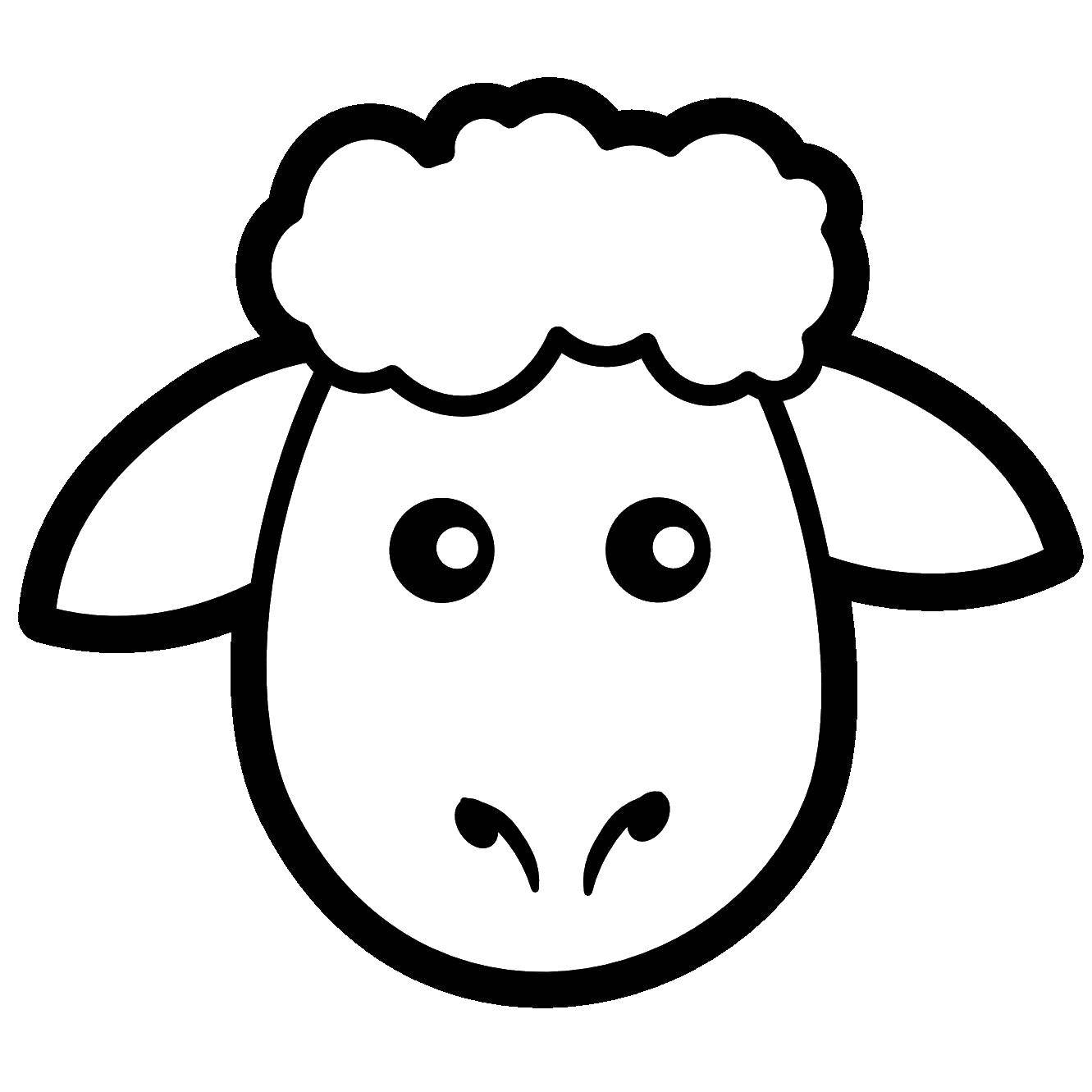 Раскраски овечки, бараны, ягнята  Голова овечки