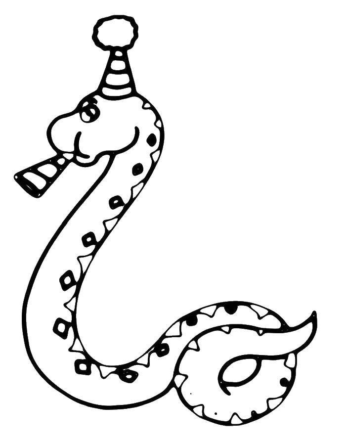Раскраски змея  Змея в шапочке