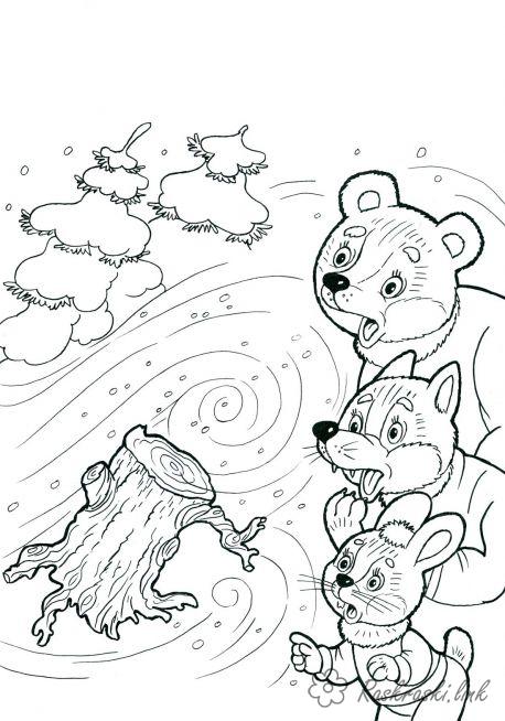 Раскраска Заяц и Белка | Раскраски из мультфильма Маша и Медведь