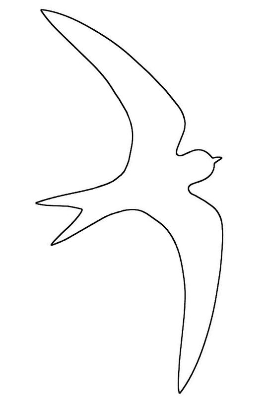   Раскраски шаблоны ласточка контур, птица контур для вырезания из бумаги