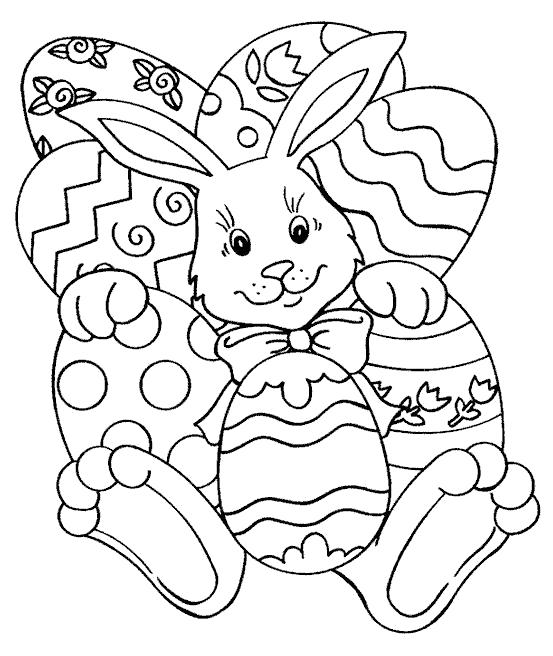 Раскраски зайчата и зайцы  Зайчик в пасхальных яйцах