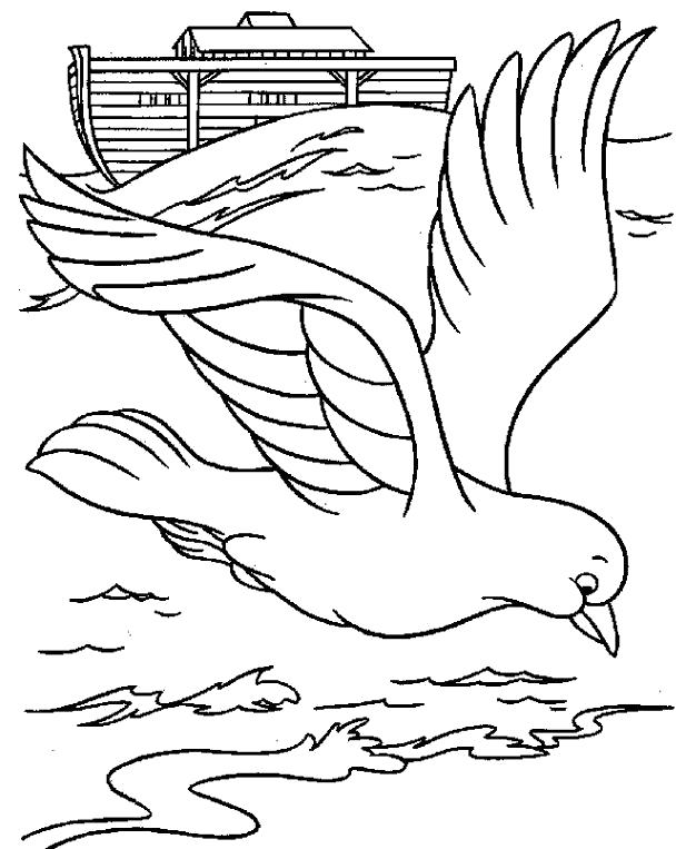 Раскраски с птицей голубь  gголубь летит над морем