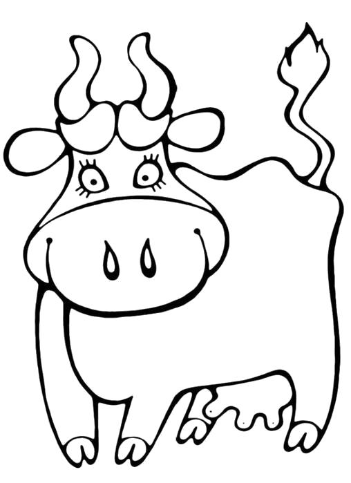Раскраски домашняя корова  Коровушка