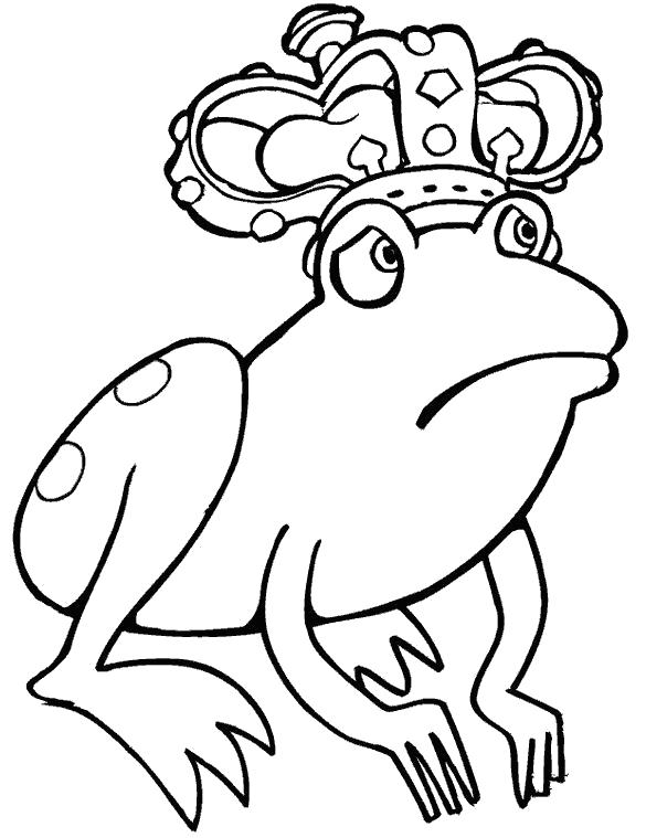 Раскраски лягушки, жабы  лягушка в короне
