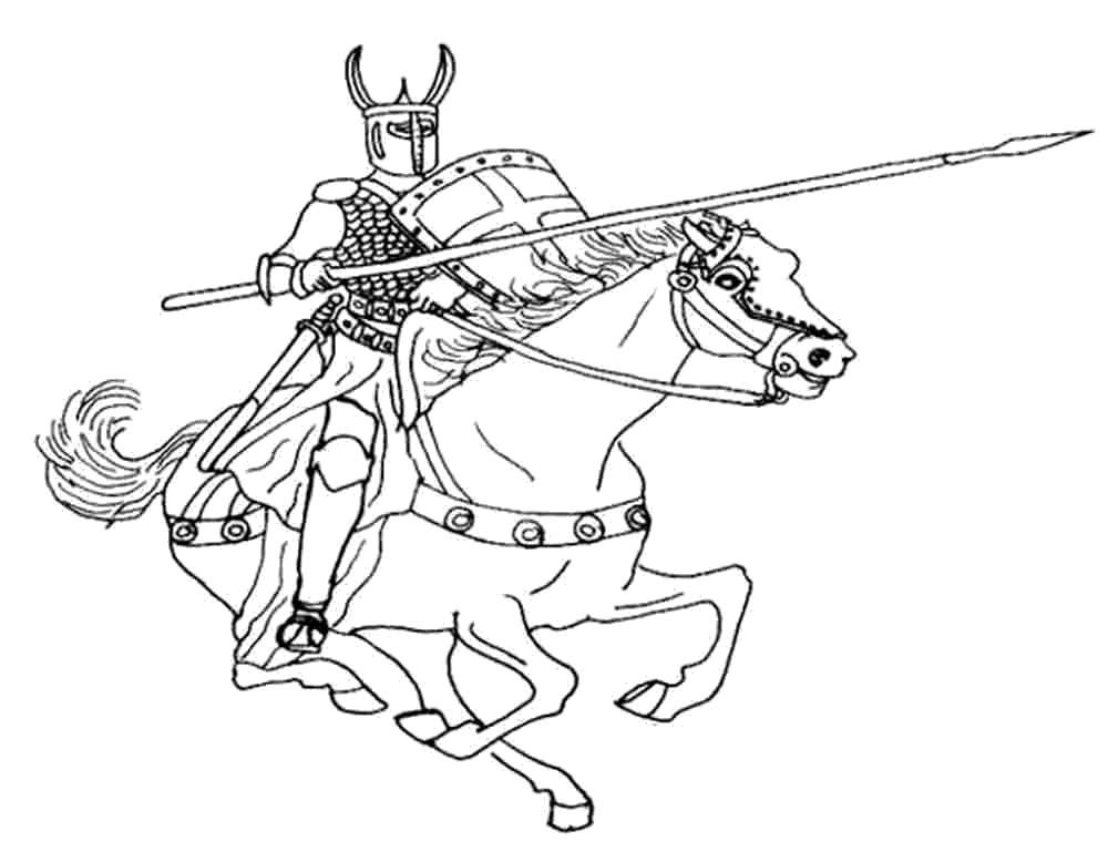   Рыцарь скачет на коне
