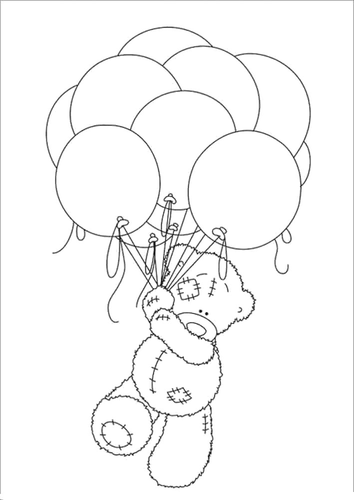Раскраски мишки мишутки    Мишка Тедди с шариками