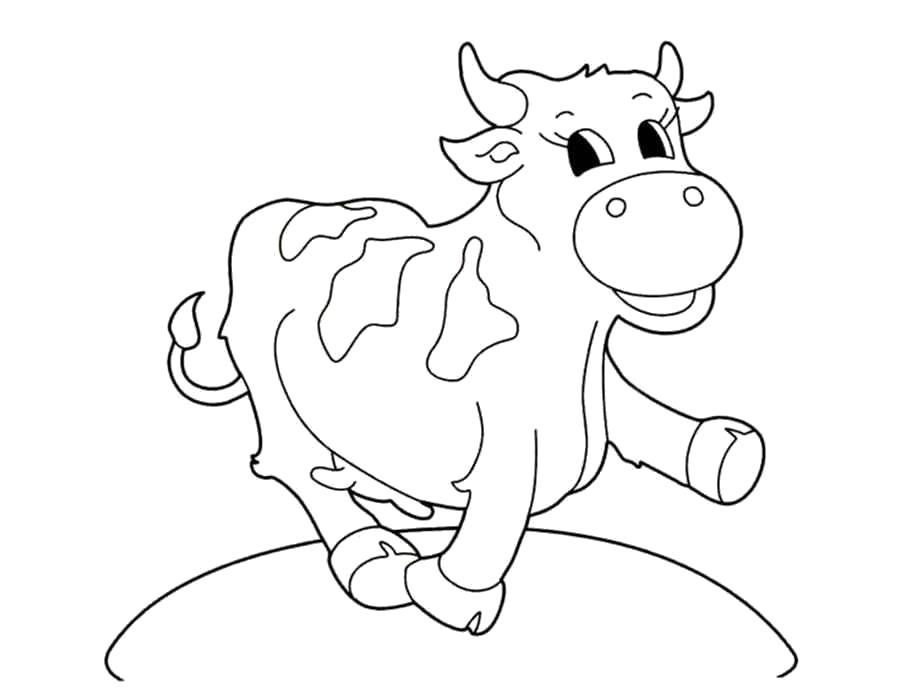 Раскраски домашняя корова  Раскраска корова, смешная коровка